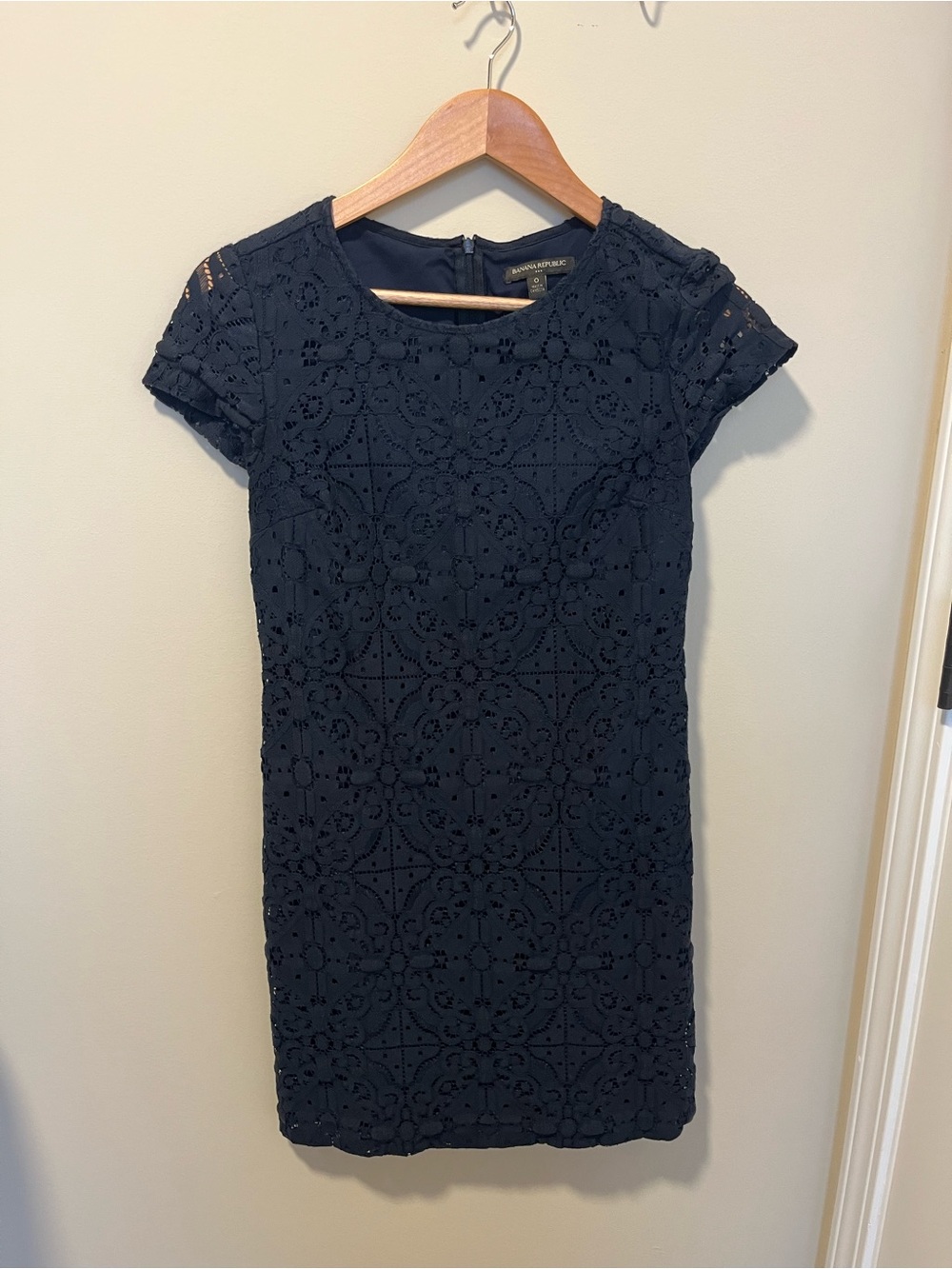 Banana Republic Navy Floral Lace Sheath
